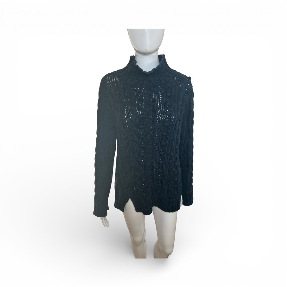 525 America Navy Cable Knit Turtleneck Sweater